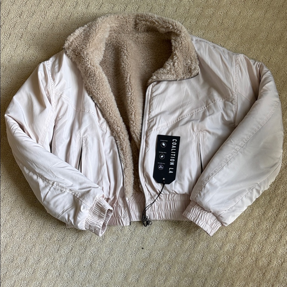 Coalition LA Women's Cream Sherpa Bomber Jacket